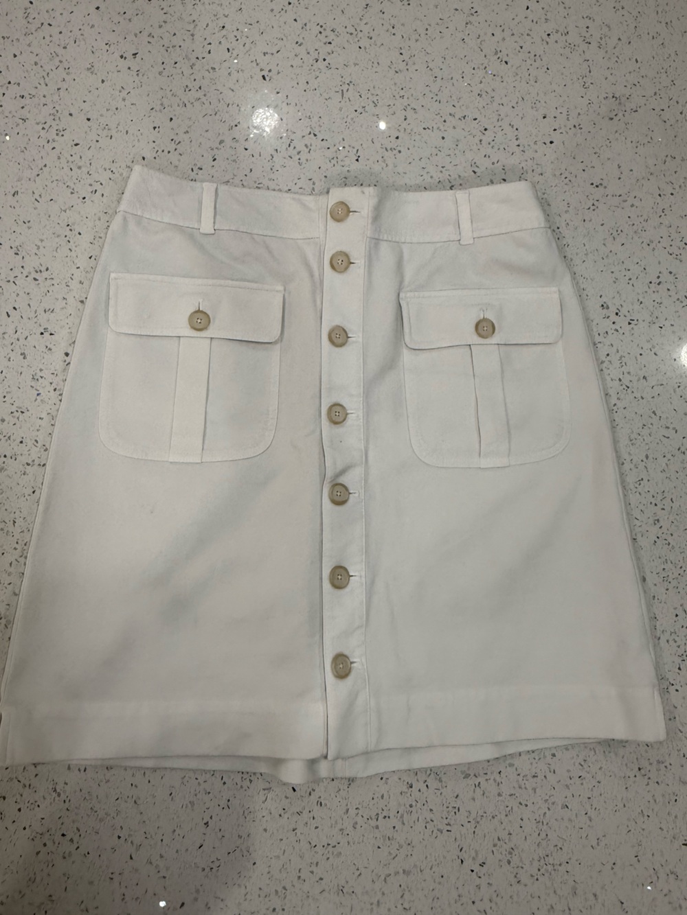LOFT White  Skirt with Front Button Placket